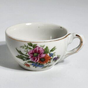 Vintage Original Miniature Tea Cup Multicolor Floral Porcelain Japan Gold Trim